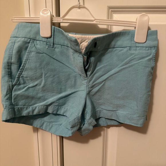 J. Crew Factory Powdered Oxford City Fit Turquoise Cotton Shorts Size 2 - Picture 1 of 2